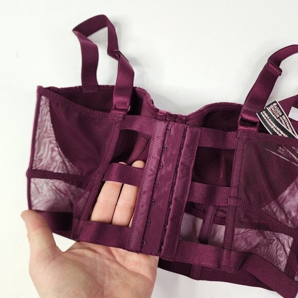 Victoria Secret Very Sexy Lined Balconet‎ Maroon Long Line Ribcage Bra 34B - Picture 5 of 6